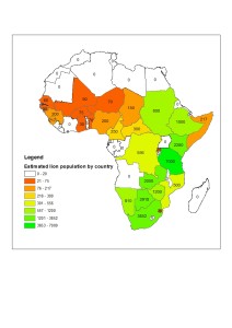 Estimated African lion populations by country, 2002